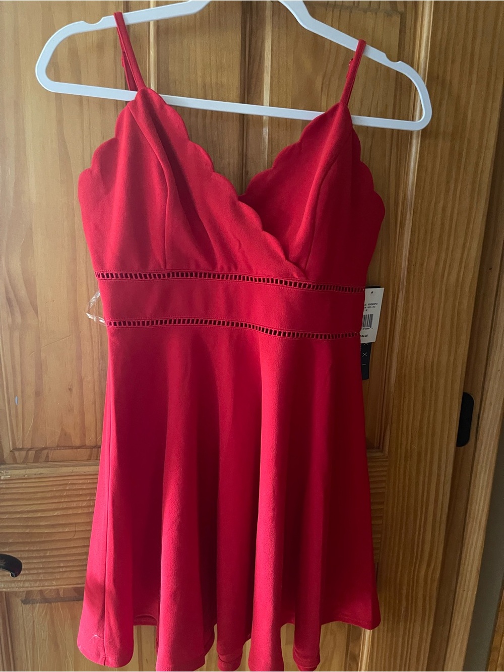 Trixxi Red Scalloped Mini Dress